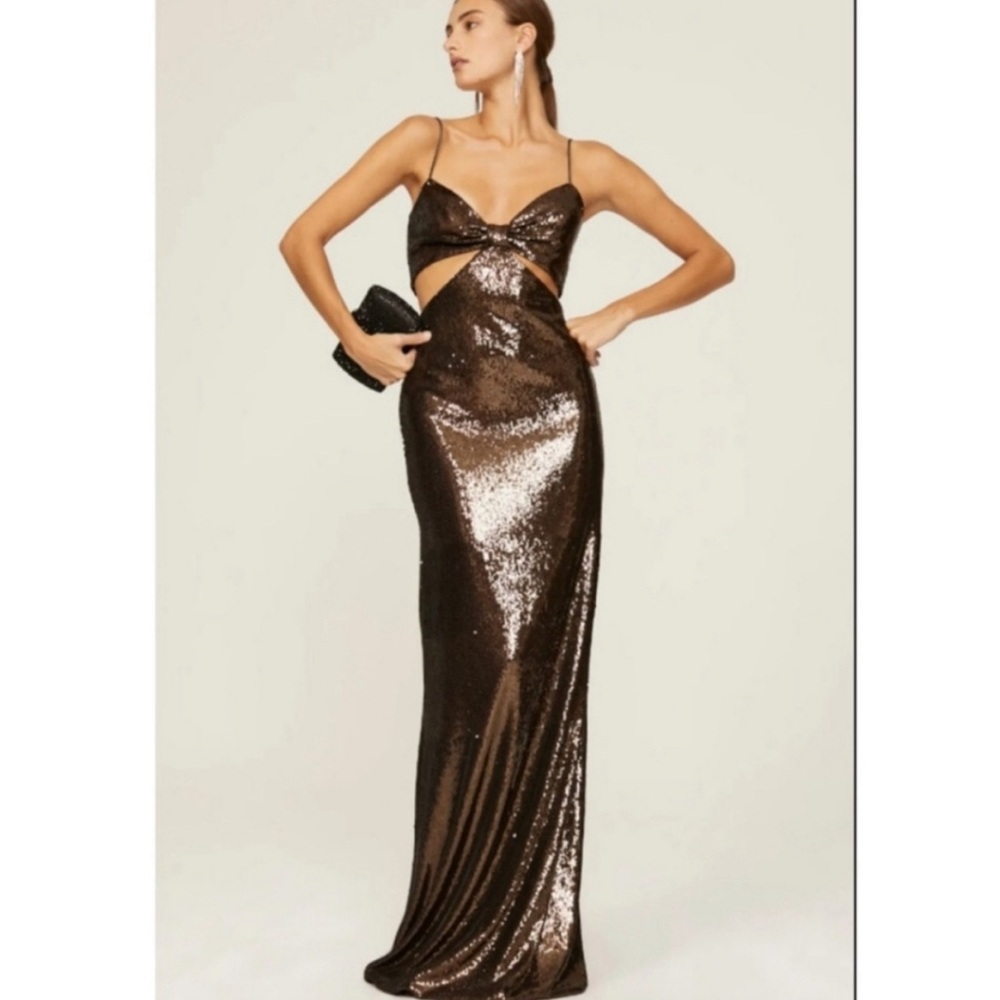 Halston Chloe cutout sequin gown, size